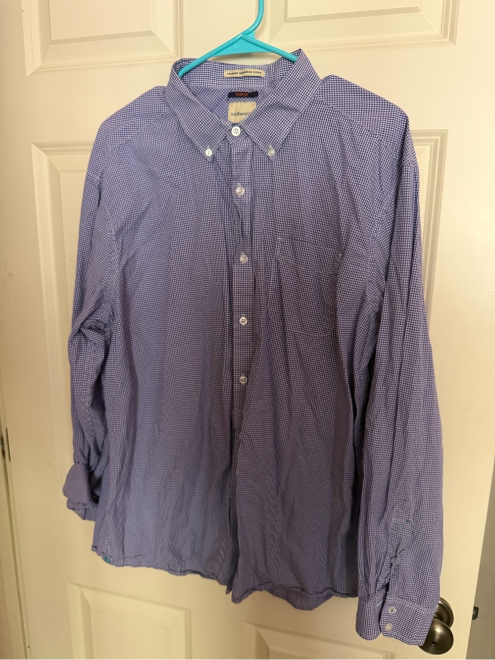 G.H. Bass & Co. Men's Blue Micro-Gingham Button-Down Shirt